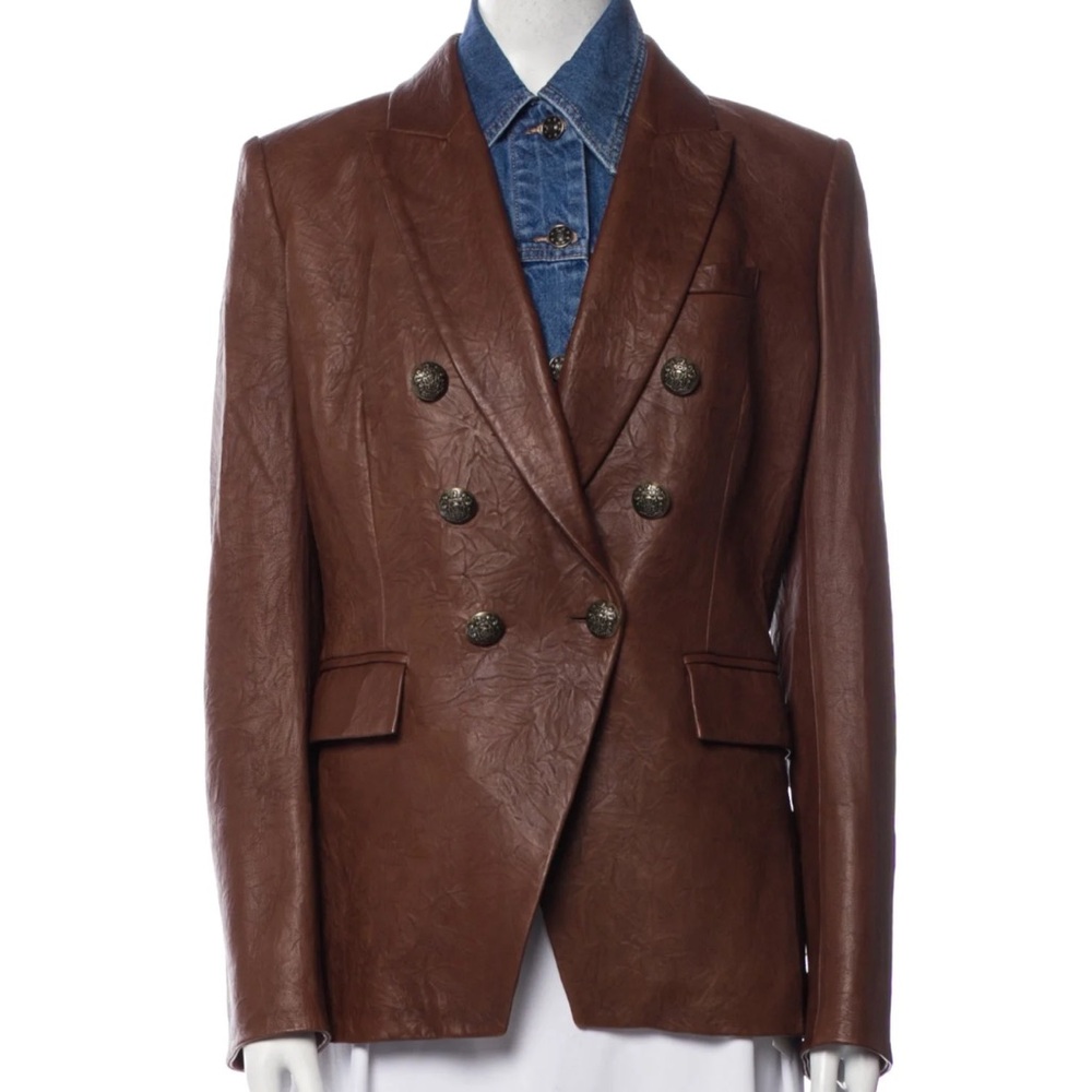 Veronica Beard Rich Brown Double-Breasted Blazer